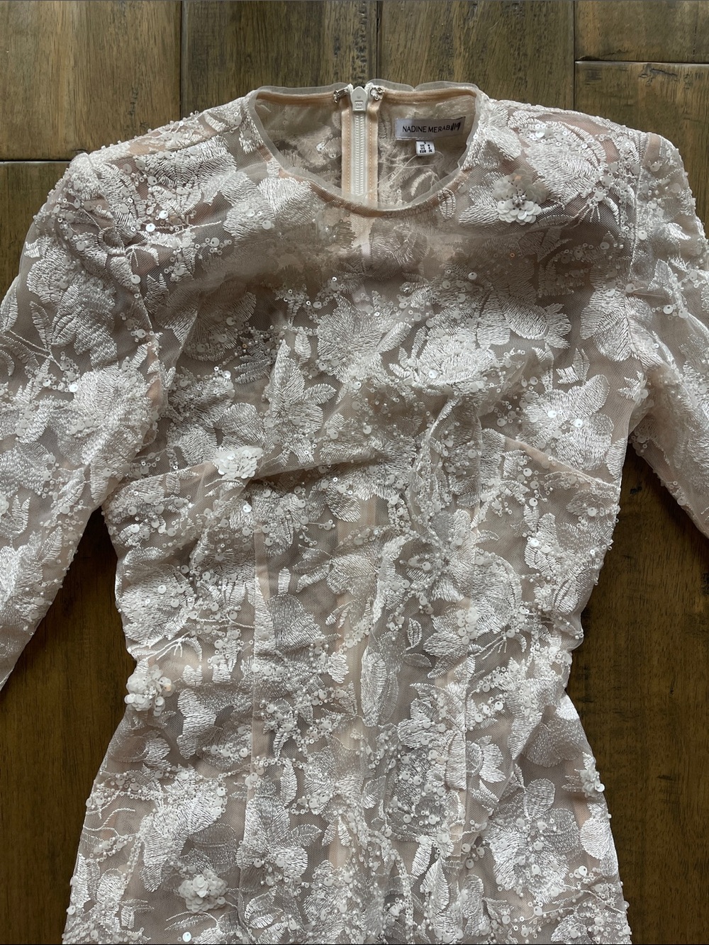 Nadine Merabi Sasha White Maxi Dress Long Sleeve Lace Floor Length - Picture 8 of 15